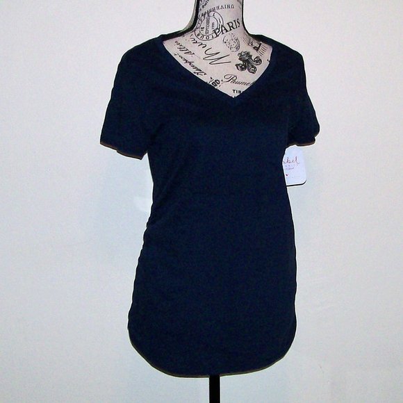 NWT Maternity Shirred V-Neck Tee - Picture 2 of 6